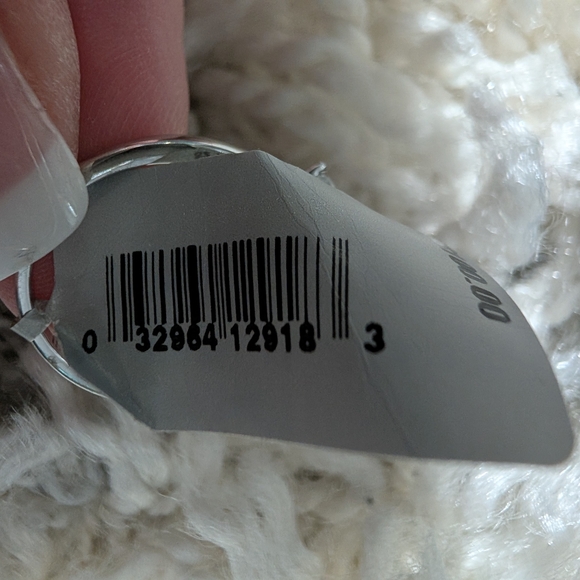 Blue and Silver Ring with Cushion Cut Gemstone and Clear Accent - Picture 4 of 5